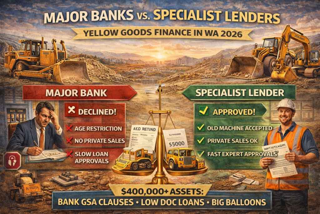 comparing major banks and specialist lenders for heavy machinery finance in WA 2026.