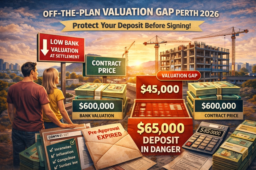 Perth 2026 off-the-plan property deposit risk due to valuation gap.